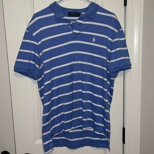 Polo Ralph Lauren Short Sleeve shirt size Large 100% Cotton Light Blue & White